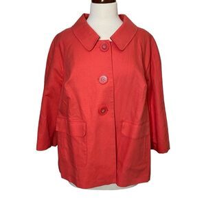 Lane Bryant Womens Size 16 Linen Blend Blazer Jacket Pockets Lined Coral Orange